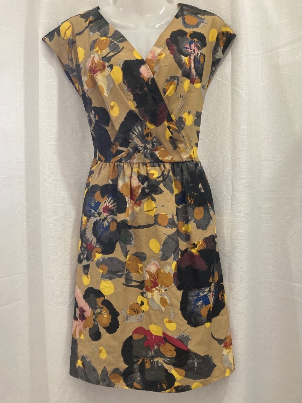RACHEL Rachel Roy Abstract Floral Fit & Flare Dress Keyhole Open Back S